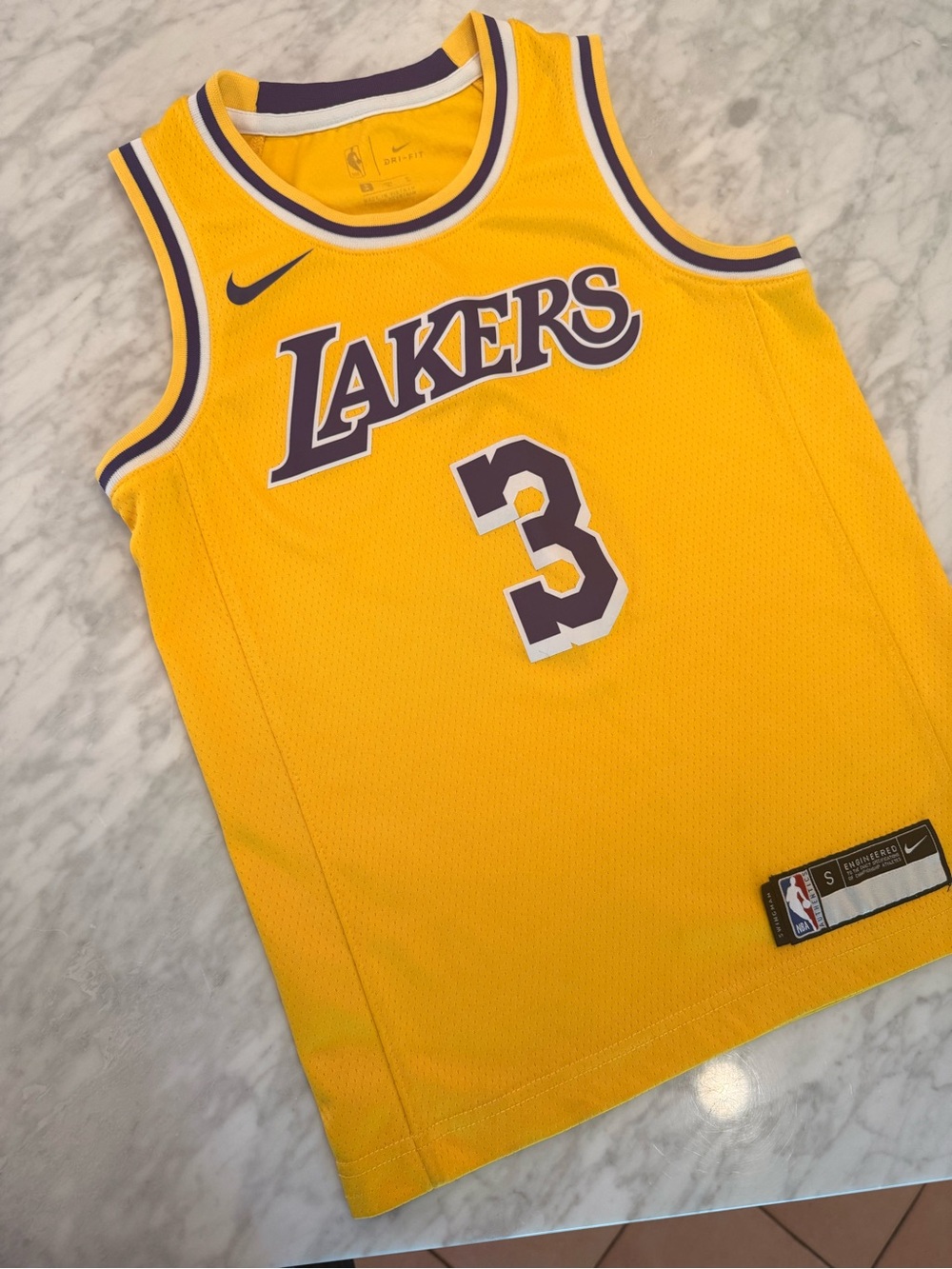 NBA Los Angeles Lakers Yellow and Purple #3 Jersey